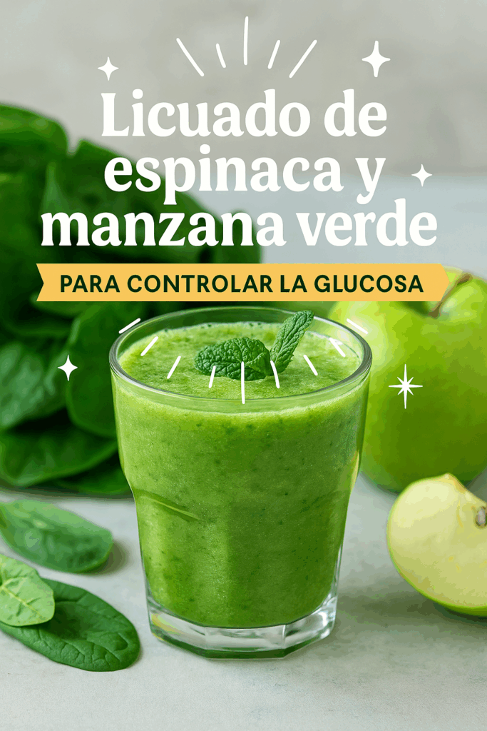 Licuado de espinaca y manzana verde para controlar la glucosa