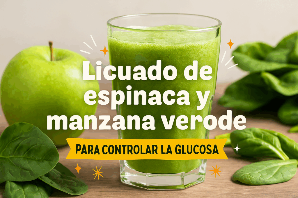 Licuado de espinaca y manzana verde para controlar la glucosa