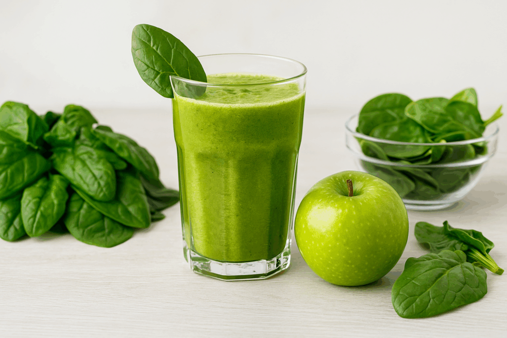 Licuado de espinaca y manzana verde para controlar la glucosa