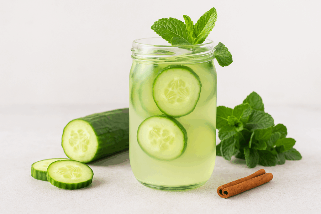 Bebida de pepino y hierbabuena para diabéticos