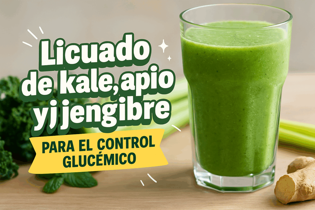 Batido de col rizada apio y jengibre para el control de la glucemia