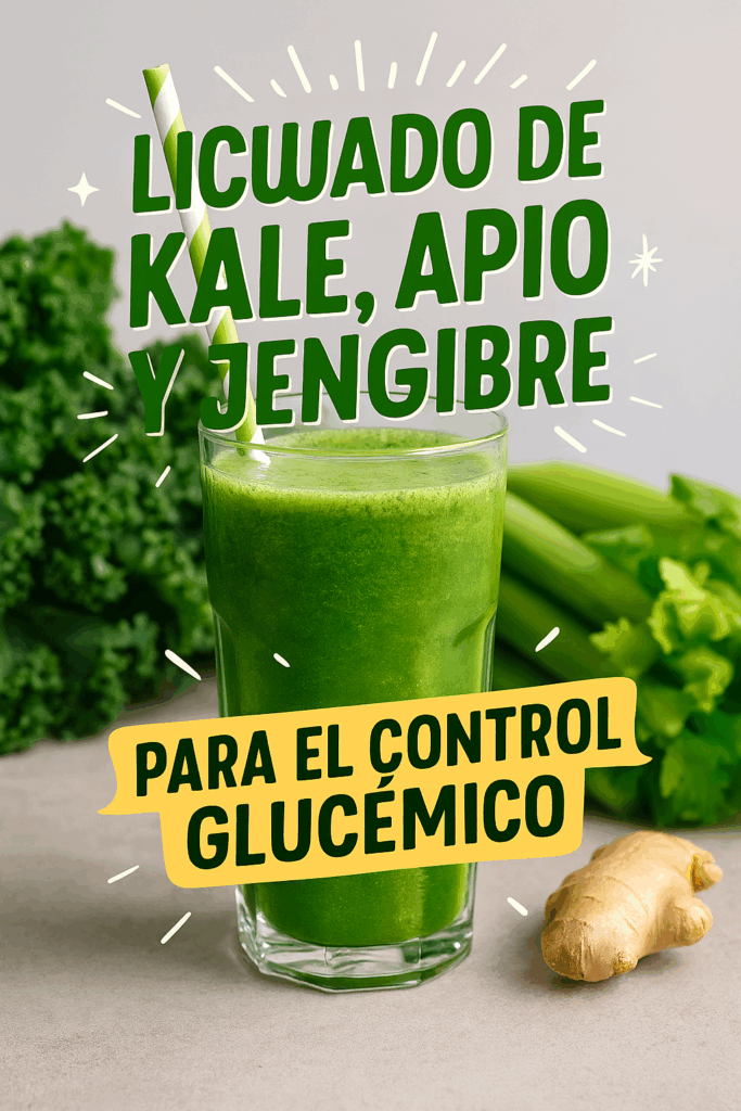 Batido de col rizada apio y jengibre para el control de la glucemia