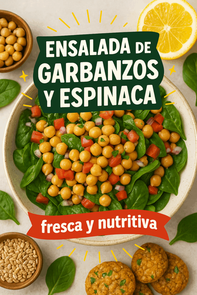 Ensalada de garbanzos y espinaca para diabéticos