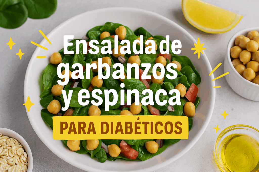 Ensalada de garbanzos y espinaca para diabéticos