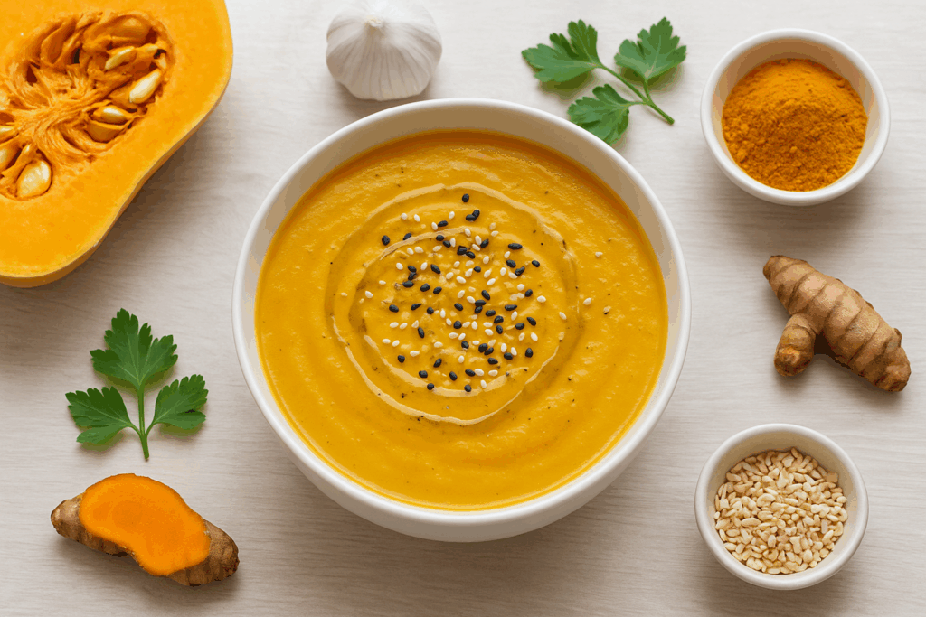 Crema de calabaza y cúrcuma para la salud metabólica