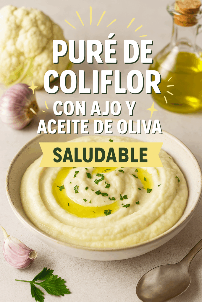 Puré de coliflor saludable con ajo y aceite de oliva