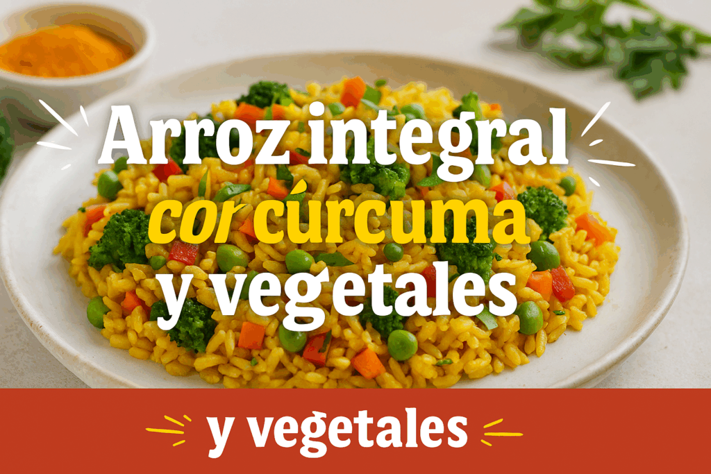 Arroz integral saludable con cúrcuma y verduras