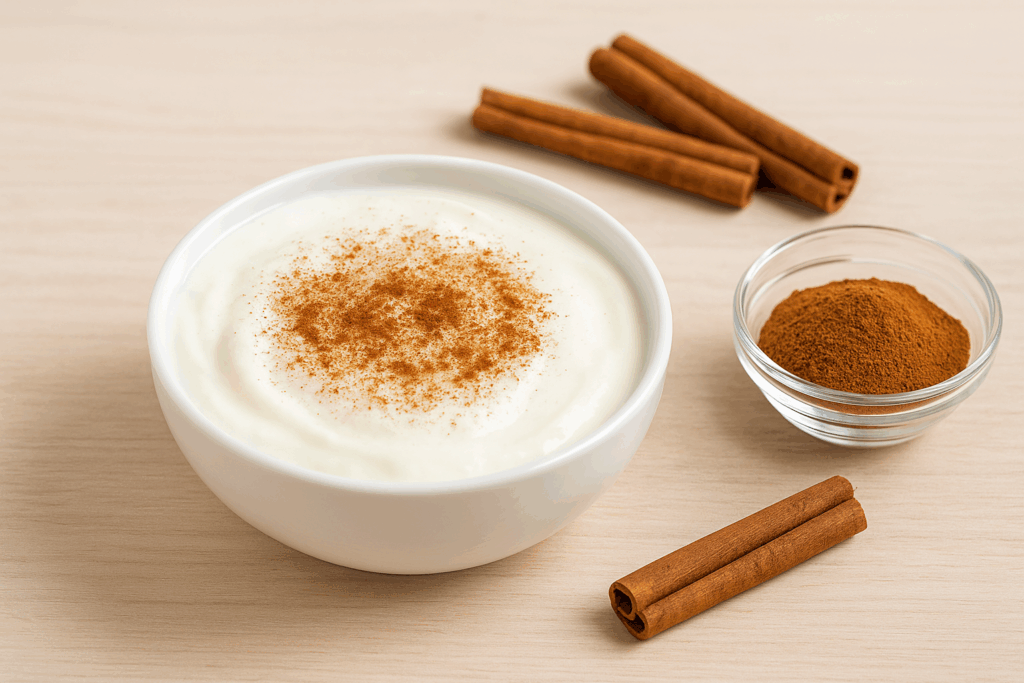 Canela en polvo con yogurt sin azúcar