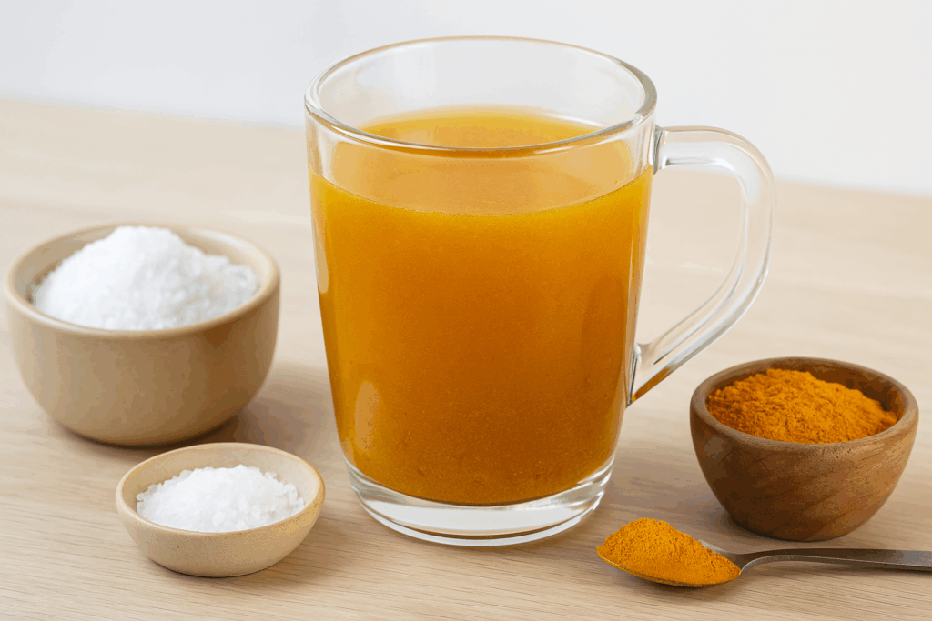 Gárgaras de sal y cúrcuma para aliviar el dolor de garganta